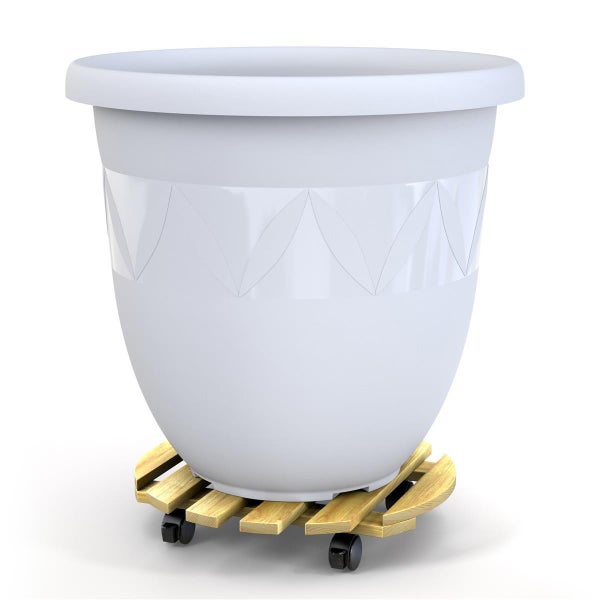 Plastard Blumentopf Ø40 cm Weiß inkl. Pflanzenroller – Wetterfest & Mobil
