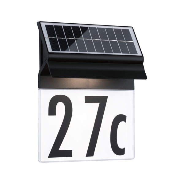 Solar Hausnummernleuchte aus Kunststoff mit integriertem Solarpanel zur Wandmontage