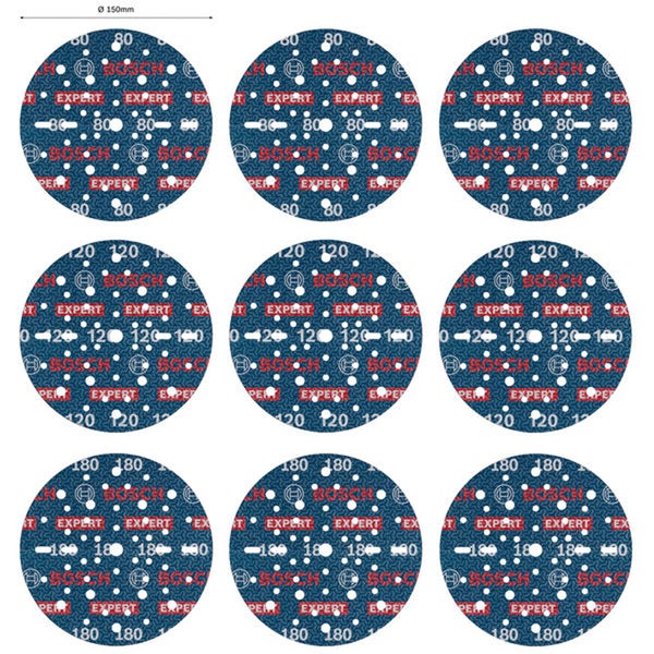 Schleifpapier-Set, 150 mm Durchmesser, verschiedene Körnungen