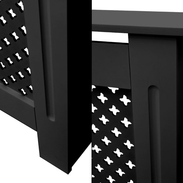 ECD Germany Heizkörperverkleidung mit Wabenmuster 78x19x82cm Schwarz aus MDF lackiert für Schlafzimmer Wohnzimmer Heizungsverkleidung Heizkörperabdeckung Heizungsabdeckung Heizung Heizkörper Abdeckung