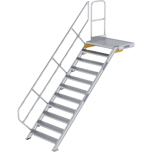 Stationäre Aluminium-Treppe mit Podest, Geländer und Handlauf für den sicheren Aufstieg.