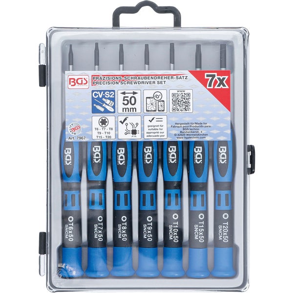 BGS Technic Präzisions-Schraubendreher-Satz mit sieben Teilen in Kunststoffverpackung