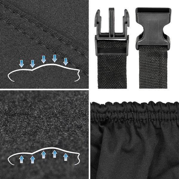 ECD Germany Autoabdeckung Indoor | M 431x165x119 cm | Stretch Soft Satin | Schwarz | atmungsaktiv | Staub- und Schmutzabweisend | Abdeckplane Autoplane Autogarage Ganzgarage Schutzdecke Schutzhülle