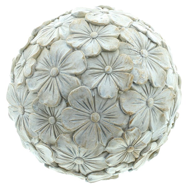FRANK FLECHTWAREN | Kugel Blumen, 2er Set, POLYRESIN, D: 10,5 cm