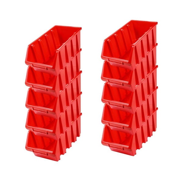 PROREGAL SuperSparSet 10x Sichtlagerbox 4 HxBxT 15,5 x 20,4 x 34 cm Polypropylen Rot