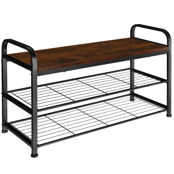 Schuhregal tectake Southampton 91 x 36 x 55 cm Industrial Style Industrial Holz dunkel, rustikal