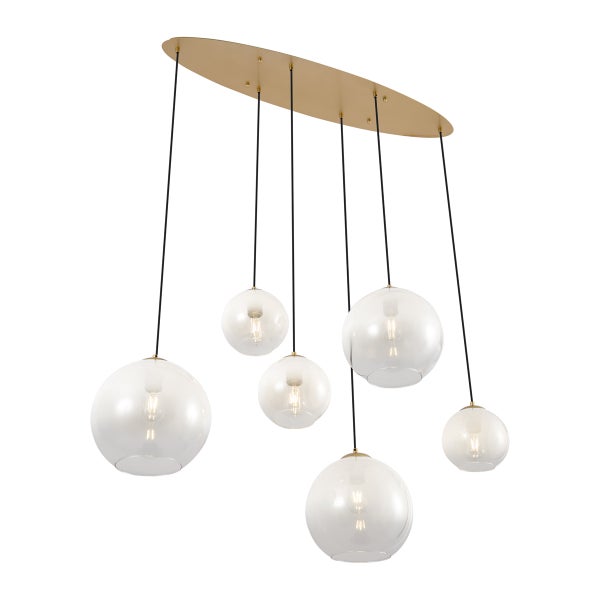 Pendelleuchte mit Glas-Kugelschirm und Deckenhalterung