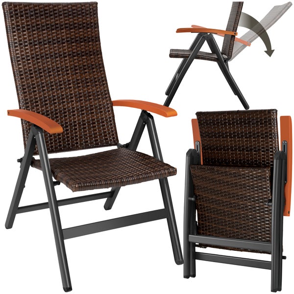 Rattanstuhl tectake Canberra 58 x 72 x 108 cm mit Aluminiumgestell braun