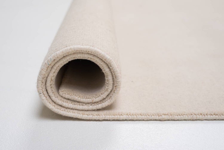 Wollteppich Luxus Designerteppich moderner uni Teppich aus reiner Schurwolle Creme 40x60 cm