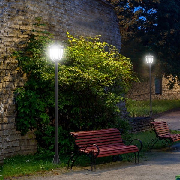 Outsunny Solar LED Gartenlaterne, Gartenleuchte, 30/60 Lumen, Ø26,5 x 177 cm, Kunststoff, Schwarz