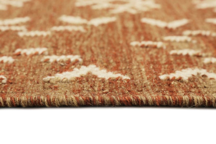 Kelim Teppich Braun Rot meliert aus Wolle Monaco Green Looop 80x150 cm