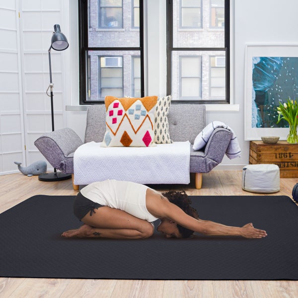 200x116 XXL Fitnessmatte - Rutschfest - 6mm Extra Breite Yogamatte Schwarz