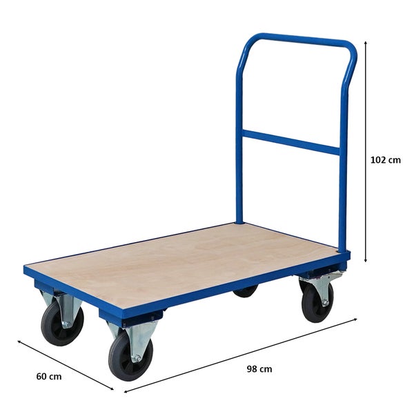 PROREGAL Profi Plattformwagen HxBxT 102 x 60 x 98 cm Traglast 450 kg Lichtblau