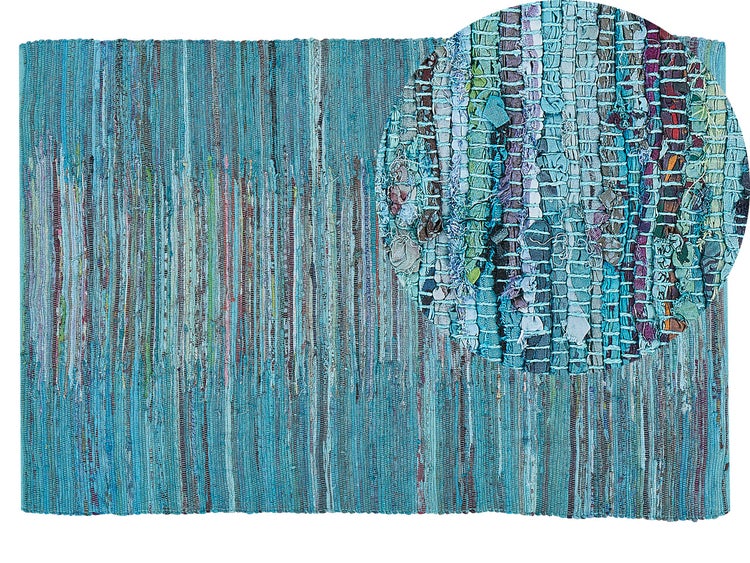 Teppich MERSIN Türkis 140 x 200 cm Baumwolle