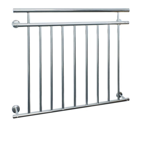 ECD Germany Französischer Balkon 90 x 128 cm mit 9 Füllstäben, Silber glänzend, aus Edelstahl, Balkongeländer Stabgeländer Balkonbrüstung Balkongitter Fenstergeländer Außen Fenstergitter Fensterschutz