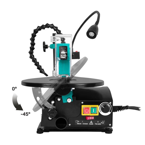 VONROC Dekupiersäge 120W – Inkl. 6 Sägeblätter – mit Fußpedal – LED-Arbeitslicht – Flexibles Blasrohr