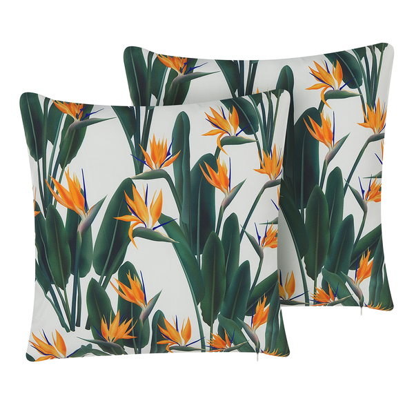 Gartenkissen 2er Set TSOTYLI Blumenmuster 45 x 45 cm Grün
