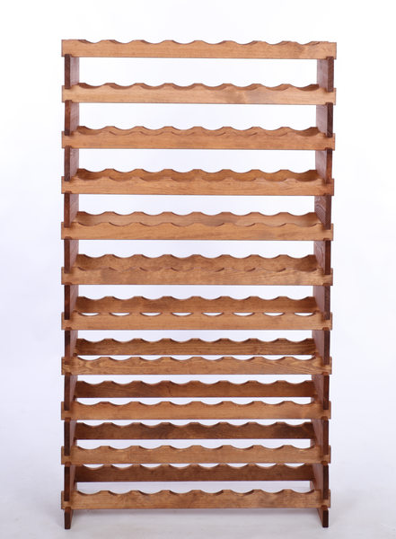 Weinregal VINOTECA FLEX PRO HxBxT 149x84x28cm 88 Flaschen auf 11 Ebenen Massives Kiefernholz Braun geölt
