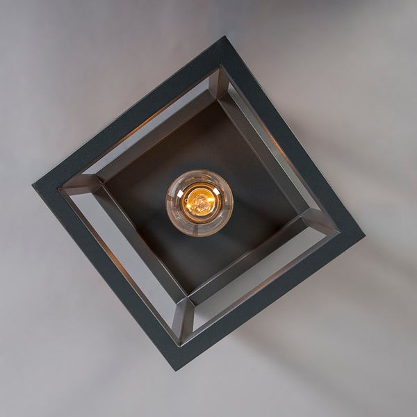 Quadratische Deckenleuchte mit Glühbirne