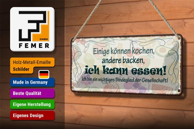 Blechschild Spruch 27x10cm einige können kochen backen ich Dekoration