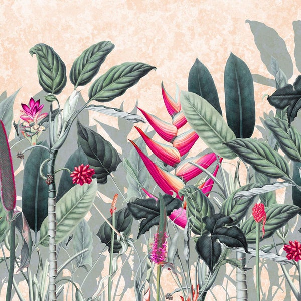 Tapete mit Dschungelmotiv und tropischen Pflanzen