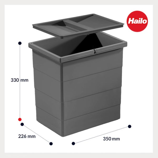 Hailo Abfalleimer Einbaueimer mit Deckel 350 mal 226 mal 330 Millimeter