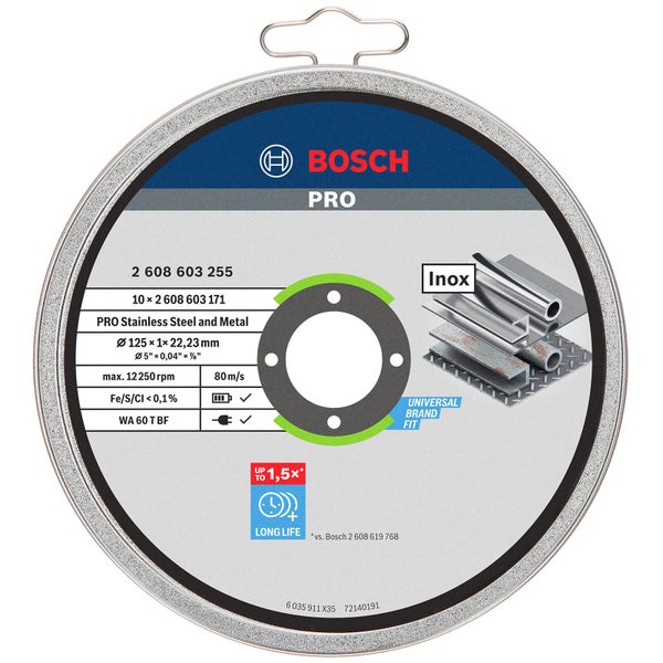 Bosch PRO Stainless Steel and Metal Trennscheibe 125 x 1 x 22,23 mm - 2608603255