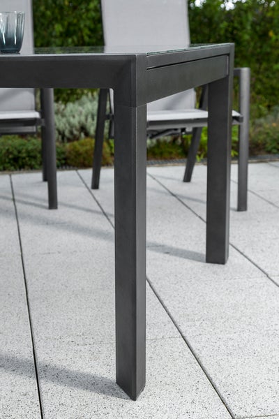 Semi Ausziehtisch, 180 (250) x 90 cm, Graphit, Aluminium
