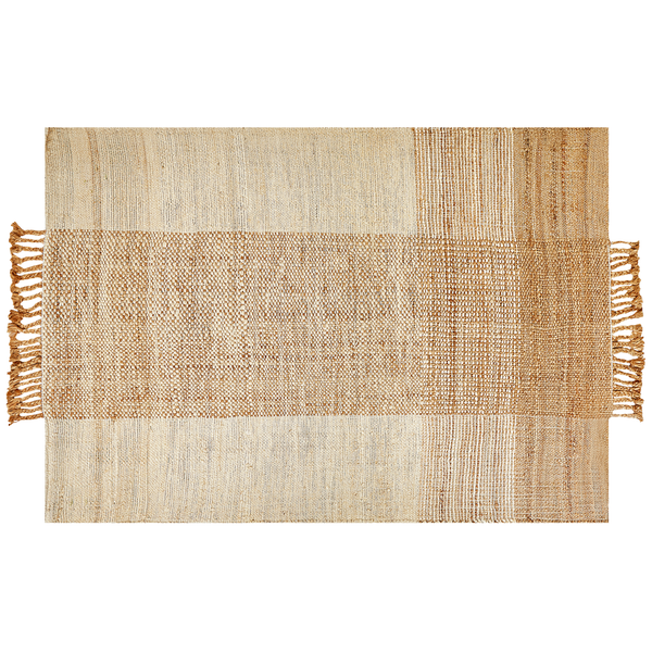 Abmessungen eines Teppichs: 200 cm Länge, 140 cm Breite, 12 cm Fransenlänge
