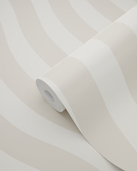 Rolle Vliestapete mit modernem Wellenmuster in Beigetönen und Creme.