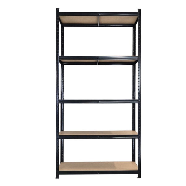 Schwarzes Metallregal mit fünf Ablagen