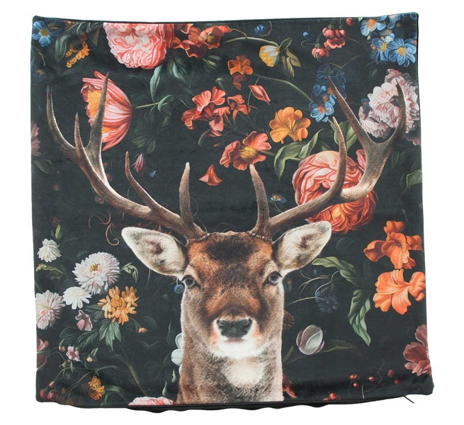 FRANK FLECHTWAREN | Kissenhülle Blumenhirsch, POLYESTER, 45 x 45 cm