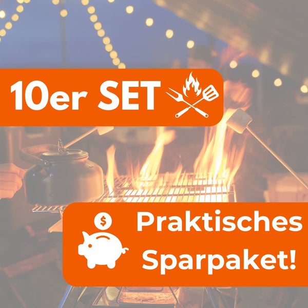 Grillspieß Lagerfeuer 100cm lang 10 Stück im Set Lagerfeuerspieße Wurstspieße extra langer BBQ Spieß für Feuerschale Holzgriff Grillgut Brot Marshmallows