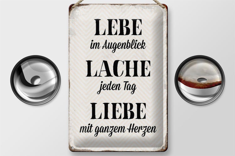 Blechschild Spruch 20x30cm Lebe Lache jeden Tag Liebe