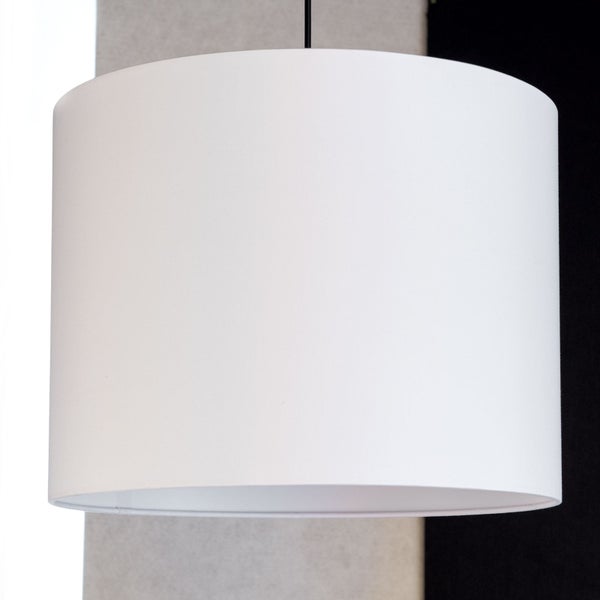 Lampenschirm (Ø 40 cm), Stoff, Höhe 30 cm, rund, Aufnahme für Fassung E27 42 mm, Ersatzschirm für Hängelampen, Stehlampen, Weiß
