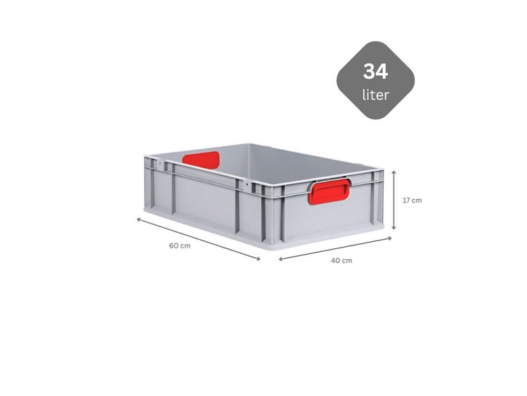 PROREGAL Spar Set 10x Eurobox Nextgen Color HxBxT 17 x 40 x 60 cm 34 Liter Griffe Rot Geschlossen Glatter Boden Eurobehälter Transportbox