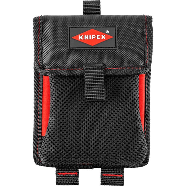Knipex Gürteltasche aus schwarzem Gewebe mit Netzfach, roten Akzenten und KNIPEX Logo.