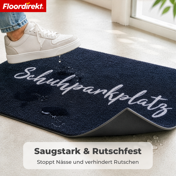 Floordirekt Schmutzfangmatte mit Schriftzug Schuhparkplatz saugstark und rutschfest für den Eingangsbereich