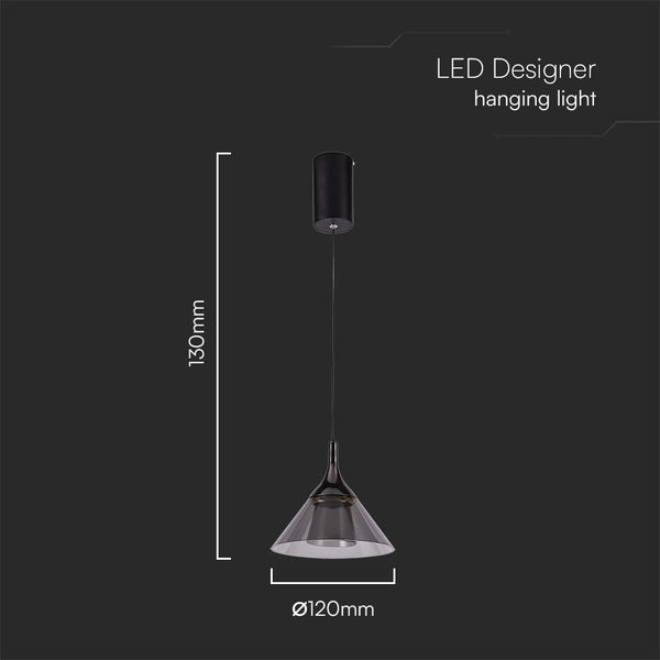 LED Designer Hängeleuchte mit den Maßen 130 mm Höhe und 120 mm Durchmesser