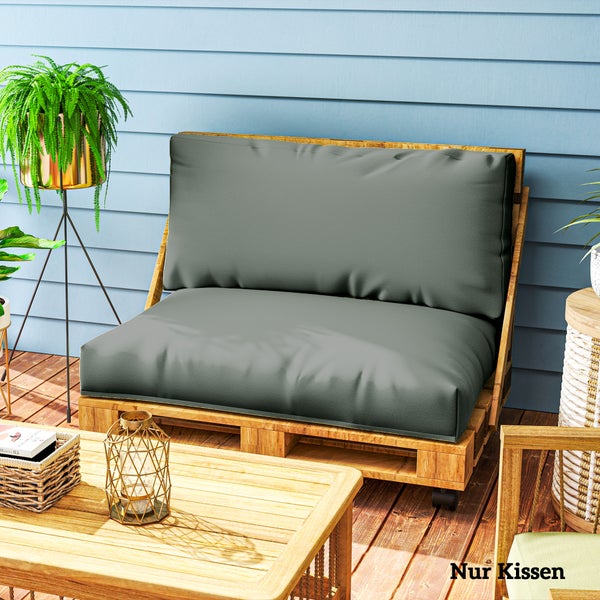 Outsunny Palettenkissen 2er Set Abnehmbar Sitzkissen Palettenpolster mit Rückenlehne Outdoor Kissen Palettenauflagen für Europaletten Palettensofa Palettenmöbel 120 x 80 x 20 cm Dunkelgrau
