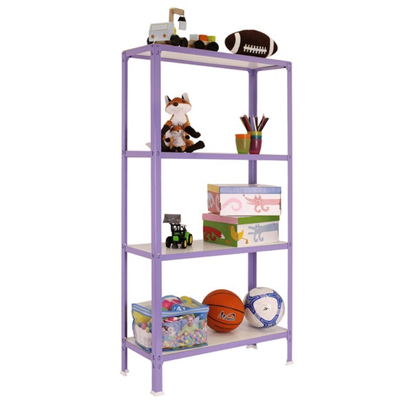 PROREGAL Wohnregal Living Koala Wood mit 4 Fachböden HxBxT 160 x 100 x 30 cm Fachlast 150 kg Lila/Weiß