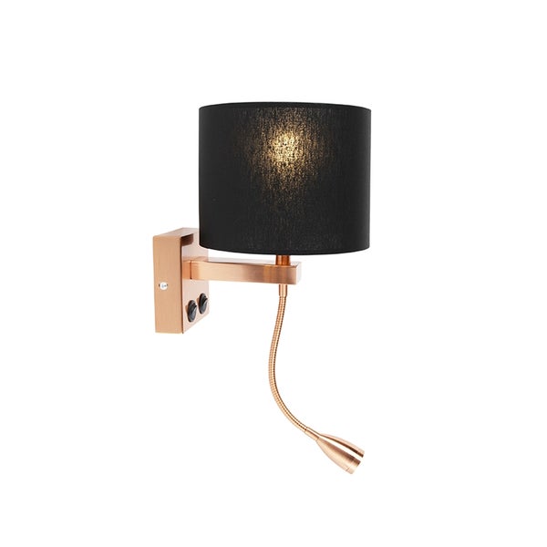Wandleuchte mit schwarzem Lampenschirm und Leselampe mit flexiblem Arm