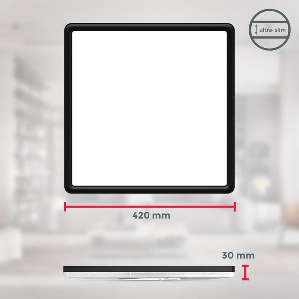 LED Panel 42x42 cm - 22W, 2700lm, dimmbar, Fernbedienung, RGBW, schwarz