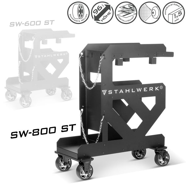 Schweißgerätewagen mit drei Ablageflächen