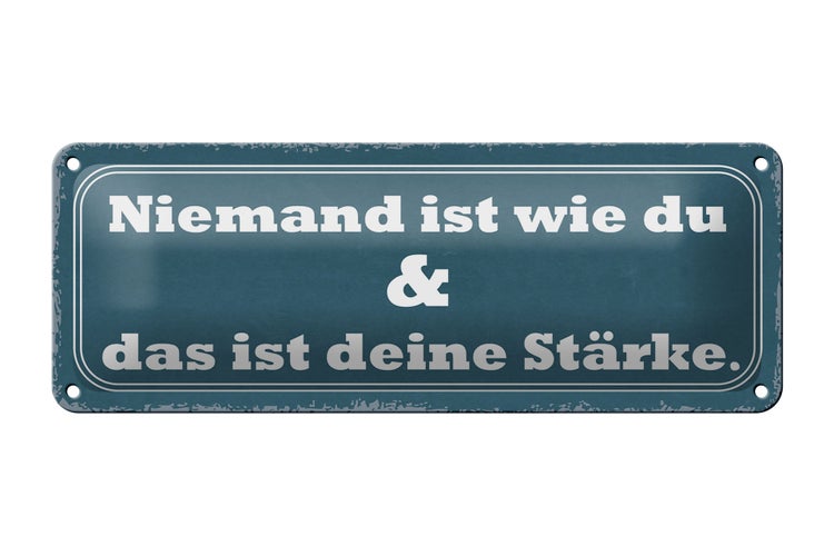 Blechschild Spruch 27x10cm Niemand ist die du deine Stärke Dekoration