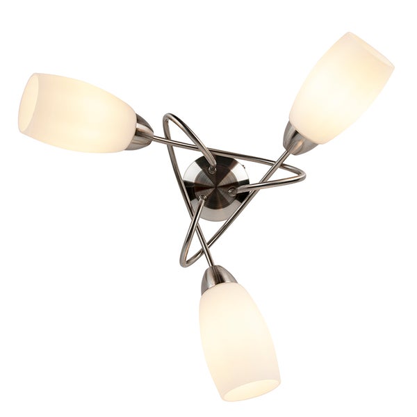 Deckenleuchte mit drei Leuchtenarmen und Lampenschirmen