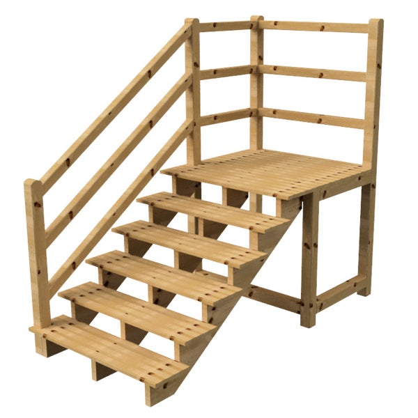 Holztreppe mit Geländer für den Garten