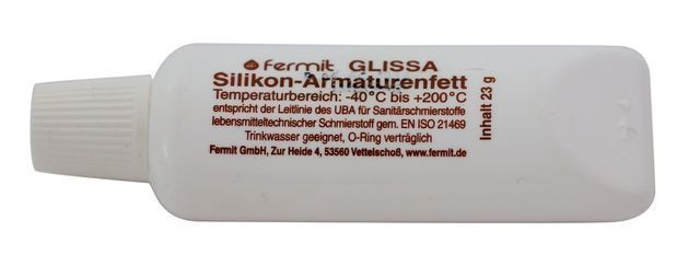 Fermit GLISSA Silikonfett (Tube: 60 g), Spezial-Armaturenfett ist geeignet für Armaturen. Lebensmittelecht und Temperaturbeständig von -20 bis +140 Grad.