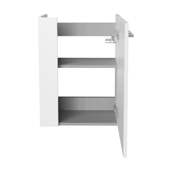 Fackelmann SCENO Gäste-WC Set 2 Teile – Waschtischunterschrank in Weiß mit Waschbecken aus Keramik – SBC Waschbeckenunterschrank schmal – Türanschlag rechts – Hahnloch links – 45 cm breit