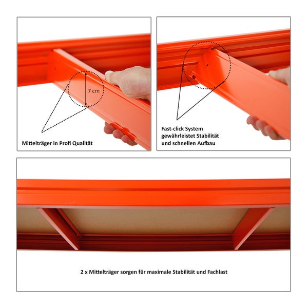 PROREGAL Mega Deal 2er-Sparset Profi-Schwerlastregal DINO HxBxT 180x200x60 cm Fachlast 500kg Blau/Orange